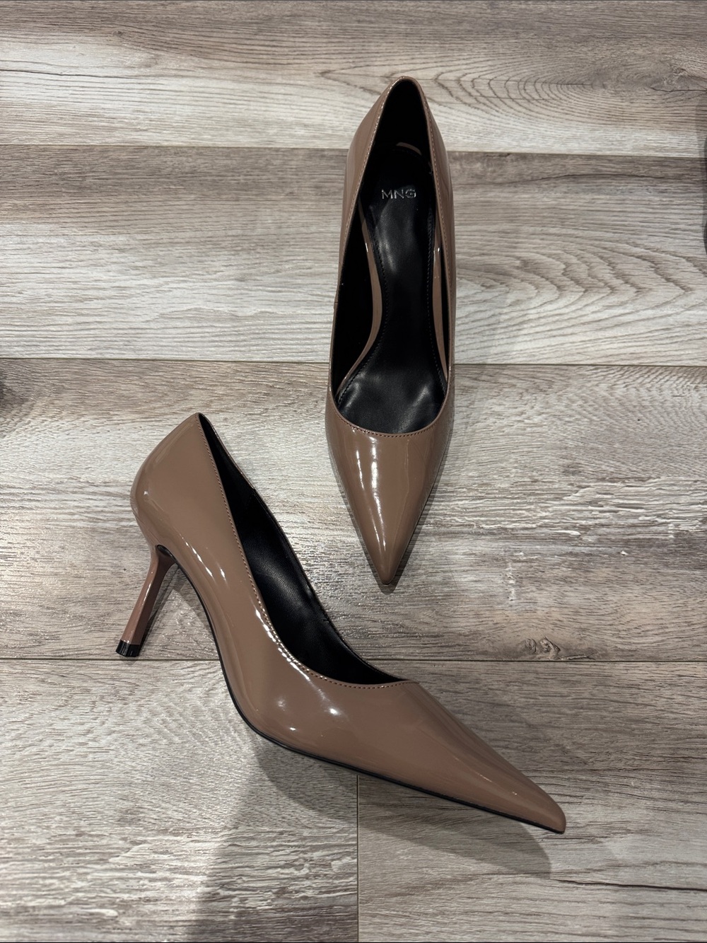 Mango Nude Patent Pointed-Toe Pumps